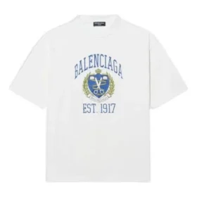 T-shirt med Varsity-logotyp, medium passform ”White” 612966TLV891375
