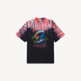 T-shirtar för män i svart med extrem tie-dye-design och medium passform