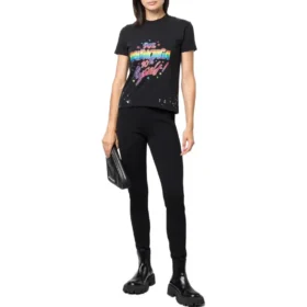 T-shirtar i jersey med sliten grafisk tryck och smal passform ”Washed Black” 612964TMVH31055
