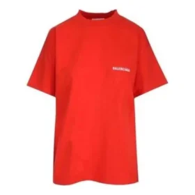 T-shirtar med logotyp i normal passform ”Bright Red” 612965TMVF43168