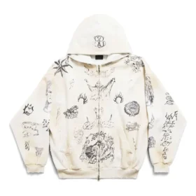 Tat-luvtröja med dragkedja, medium passform, jackor ”Off White Black” 770939TQVK13307