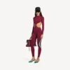Techwear-bodysuit för dam med utskärningar i burgundy/aqua