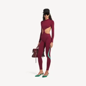 Techwear-bodysuit för dam med utskärningar i burgundy/aqua