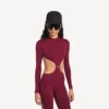 Techwear-bodysuit för dam med utskärningar i burgundy/aqua