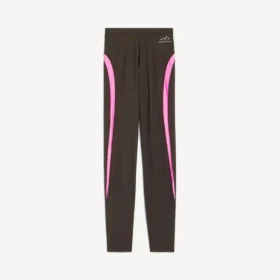 Techwear-leggings för damer i khakibrunt/neonrosa