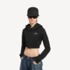 Techwear-luvtröja för damer i svart Techwear-luvtröja för damer i svart