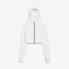 Techwear-luvtröja för damer i vit färg med kokongform Techwear-luvtröja för damer i vit färg med kokongform