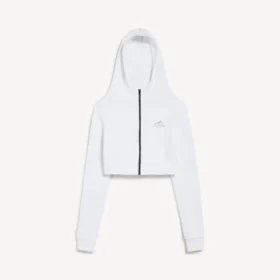 Techwear-luvtröja för damer i vit färg med kokongform
