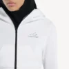 Techwear-luvtröja för damer i vit färg med kokongform Techwear-luvtröja för damer i vit färg med kokongform