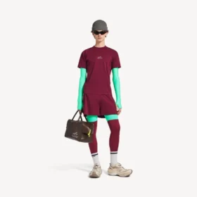 Techwear-shorts för herr i vinrött/aqua