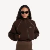 Techwear-träningsjacka för dam i färgen moka Techwear-träningsjacka för dam i färgen moka