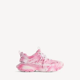 Track-sneaker med stencil-logotyp i rosa/vitt