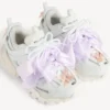 Track-sneakers med rosett i vitt/rosa