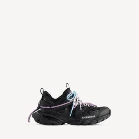 Track-sneakers med snörning för löpning och terränglöpning i svart/rosa/blått/beige