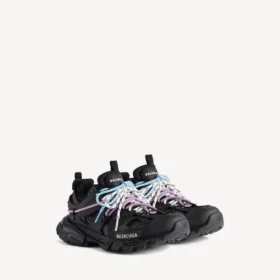 Track-sneakers med snörning för löpning och terränglöpning i svart/rosa/blått/beige