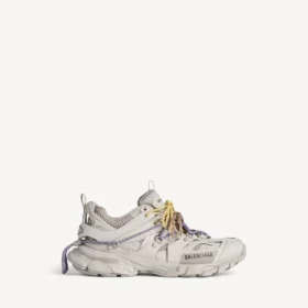 Track-sneakers med snörning i taupe/gult/lila/brunt/svart
