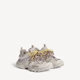 Track-sneakers med snörning i taupe/gult/lila/brunt/svart