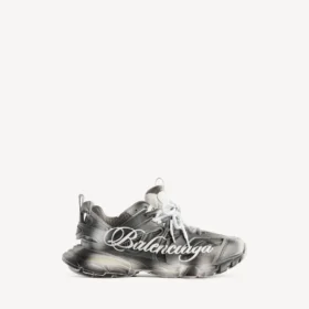 Track-sneakers med stencil-logotyp i svart/vitt