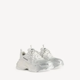 Triple S Glitter Spray-Sneakers för dam i vitt/silver