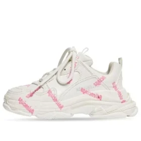Triple S Logotype Sneaker ”White and Pink Technical Material” 654251W2FAB9050