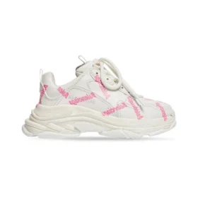 Triple S Logotype Sneaker ”White and Pink Technical Material” 654251W2FAB9050