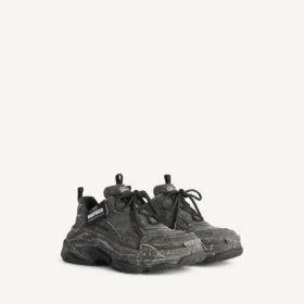 Triple S-sneakers i canvas för herr i svart