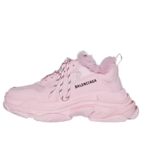 Triple S-sneakers i fuskpäls ”Pink” 668562W3CQ55000
