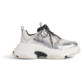 Triple S-Sneakers ”Svart, vitt och silver, dubbelt skum och mesh” 536737W2FWM8191