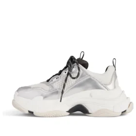 Triple S-Sneakers ”Svart, vitt, silver, dubbelt skum och mesh” 524039W2FWM8191