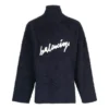 Tröja med hög hals i borstad bomull och klotterlogotyp ”Navy” 625935T31828065