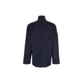 Tröja med hög hals i borstad bomull och klotterlogotyp ”Navy” 625935T31828065