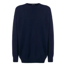 Tröja med kashmirstickning, rund hals och logotyp på ryggen ”Navy” 583111T40924140