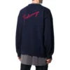 Tröja med kashmirstickning, rund hals och logotyp på ryggen ”Navy” 583111T40924140