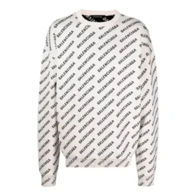 Tröja med logo över hela plagget och rund hals ”White Black” 702952T32339054