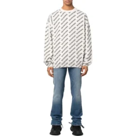 Tröja med logo över hela plagget och rund hals ”White Black” 702952T32339054