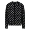 Tröja med rund hals och logo över hela plagget ”Black White” 702952T32331070