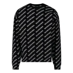 Tröja med rund hals och logo över hela plagget ”Black White” 702952T32331070