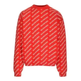 Tröja med rund hals och logo över hela plagget ”Red White” 702952T32336090