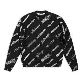 Tröja med rund hals och logotryck över hela plagget ”Black White” 724858T16651070