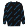 Tröja med rund hals och logotyp över hela plagget ”Black Blue” 625970T31781165
