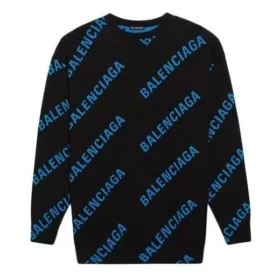 Tröja med rund hals och logotyp över hela plagget ”Black Blue” 625970T31781165