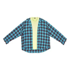 Trompe L’oeil-rutig skjorta och T-shirt ”Blue Neon Yellow” 699371TMM116305