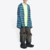 Trompe L’oeil-rutig skjorta och T-shirt ”Blue Neon Yellow” 699371TMM116305