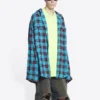 Trompe L’oeil-rutig skjorta och T-shirt ”Blue Neon Yellow” 699371TMM116305