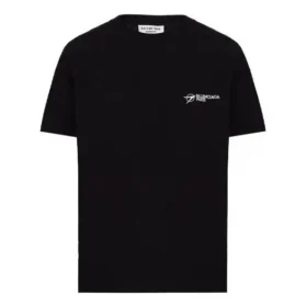 Tryckt rundhalsad kortärmad svart 612965TKV861070