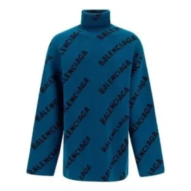 Turtleneck-tröja med logo över hela plagget ”Petrol Blue” 657402T15672470