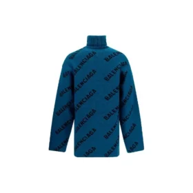 Turtleneck-tröja med logo över hela plagget ”Petrol Blue” 657402T15672470