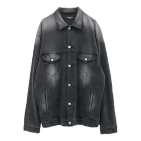 Tvättad Denim-jackor i stor storlek ”Black” 662772TKVG51000