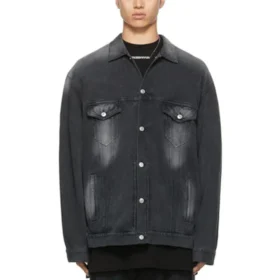 Tvättad Denim-jackor i stor storlek ”Black” 662772TKVG51000