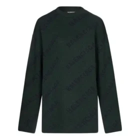 Ulltröja med rund hals och logo över hela plagget ”Dark Green” 657400T15673050